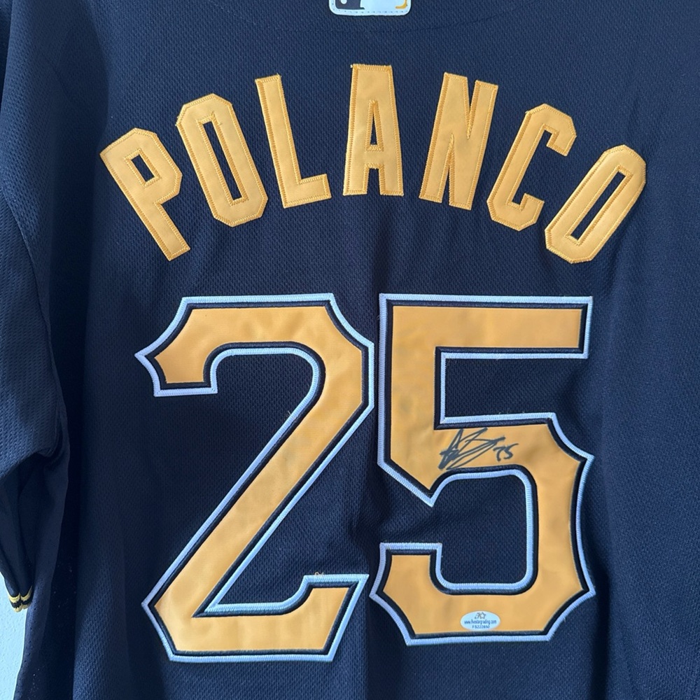 Gregory Polanco #25 Pittsburgh Pirates MLB Autographed Jersey COA Size 44 NWT - Picture 2 of 6